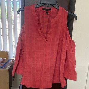 BCBGMaxAzria Red Cold Shoulder Blouse